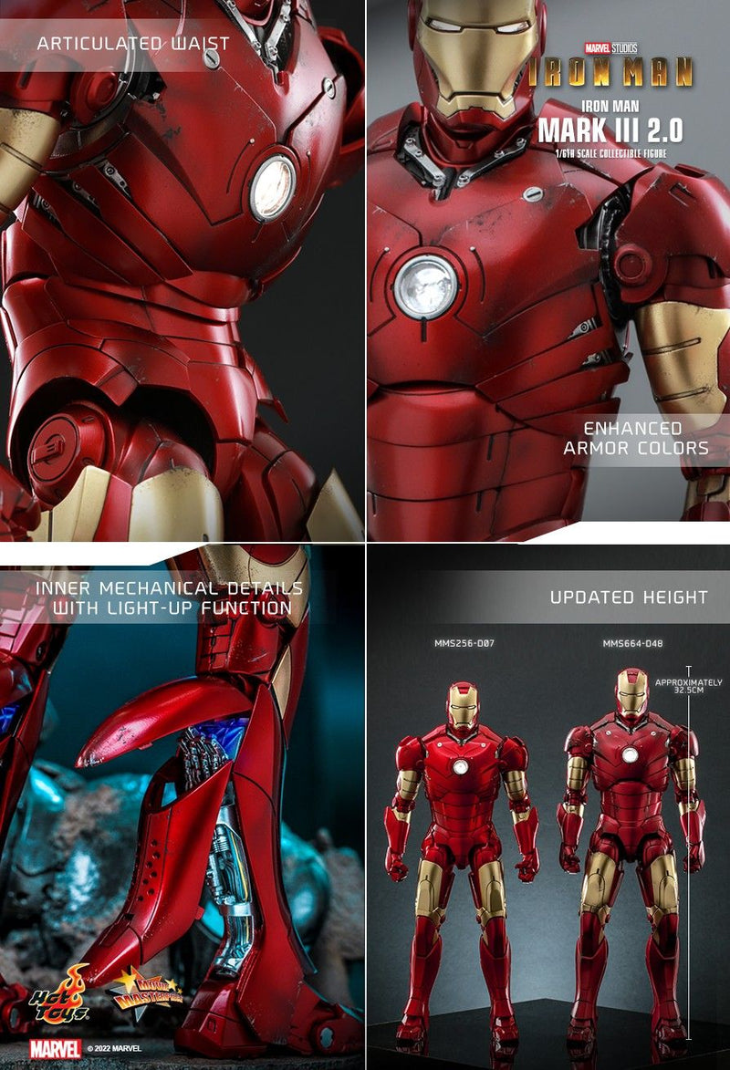 Hot Toys MMS664D48 Iron Man 1/6 Scale Iron Man Mark III (2.0) Collectible Figure