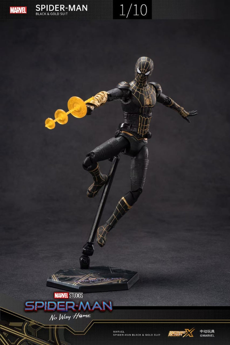 ZD Spiderman No Way Home Black & Gold Suit 1/10 Action Figure