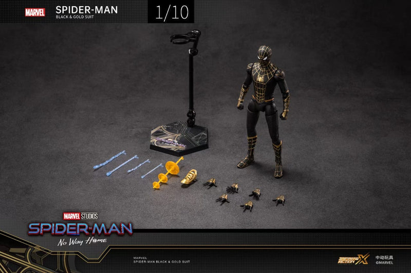 ZD Spiderman No Way Home Black & Gold Suit 1/10 Action Figure