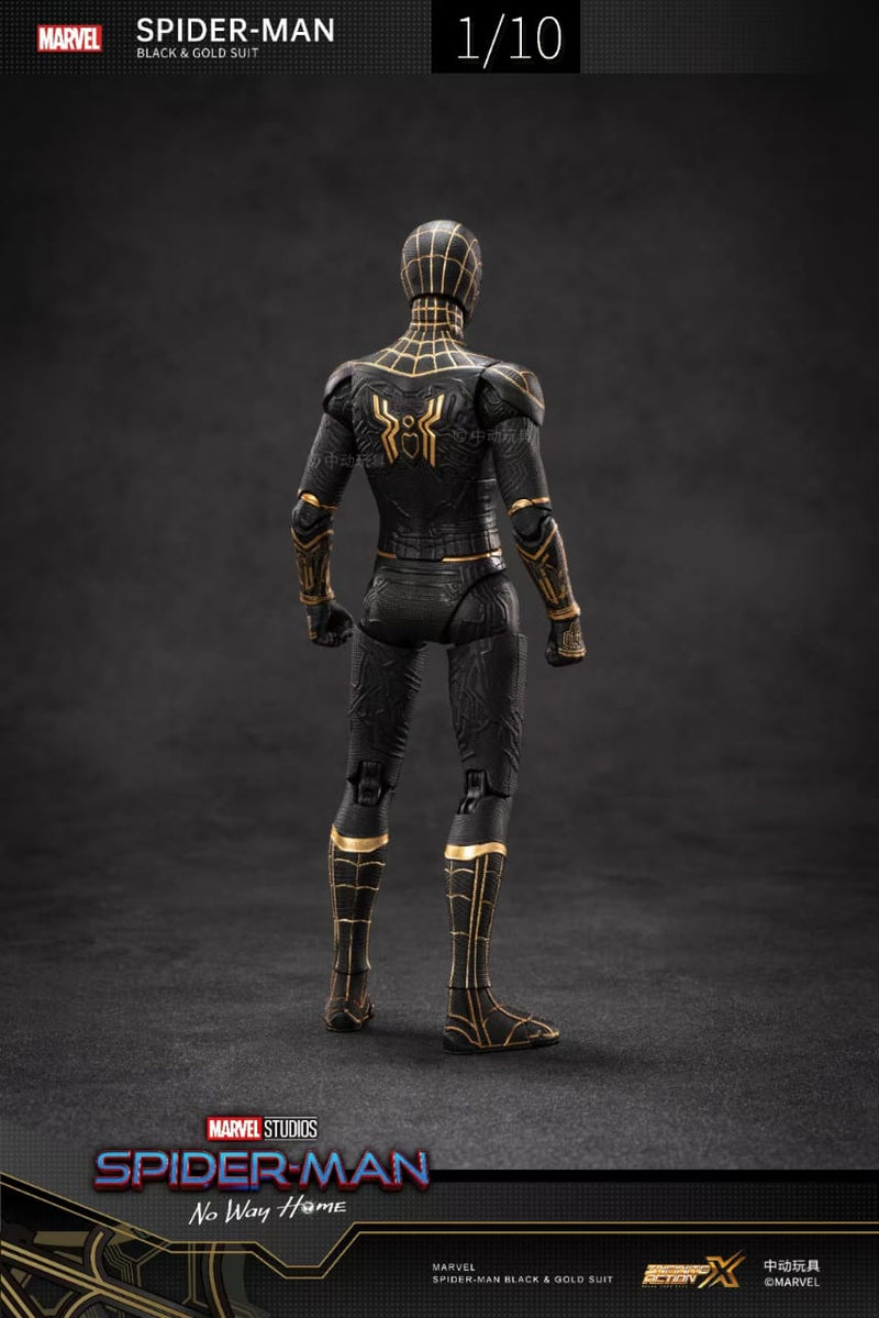 ZD Spiderman No Way Home Black & Gold Suit 1/10 Action Figure