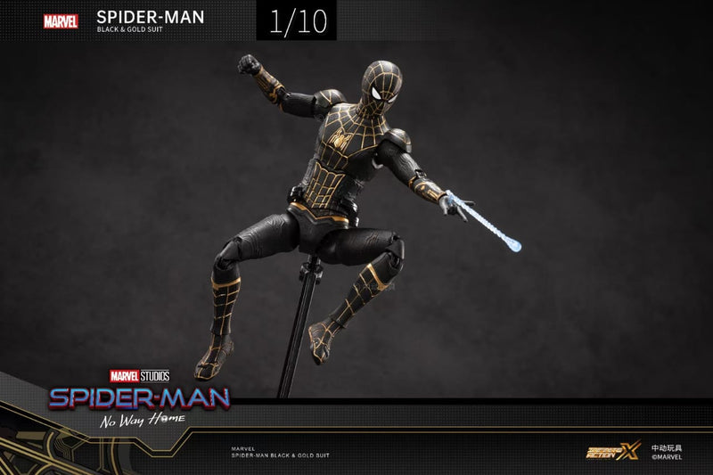 ZD Spiderman No Way Home Black & Gold Suit 1/10 Action Figure