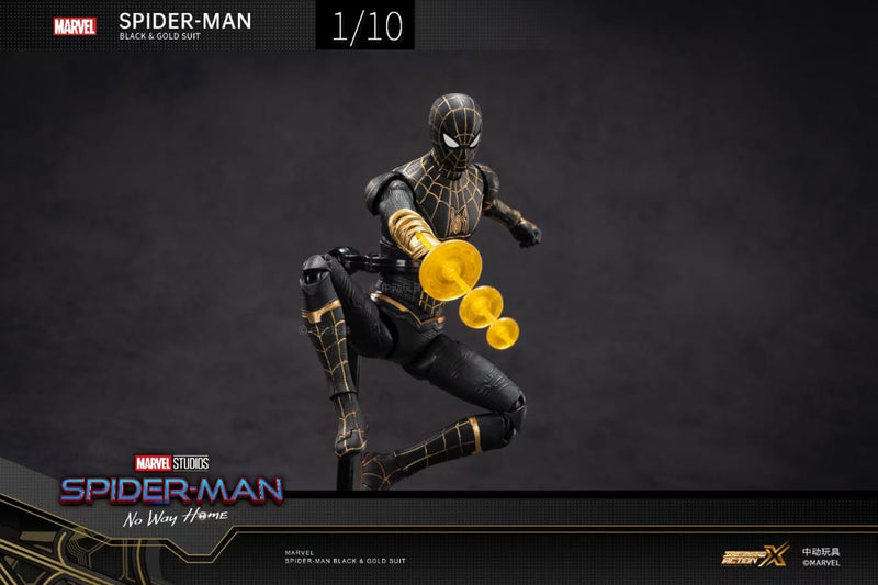 ZD Spiderman No Way Home Black & Gold Suit 1/10 Action Figure