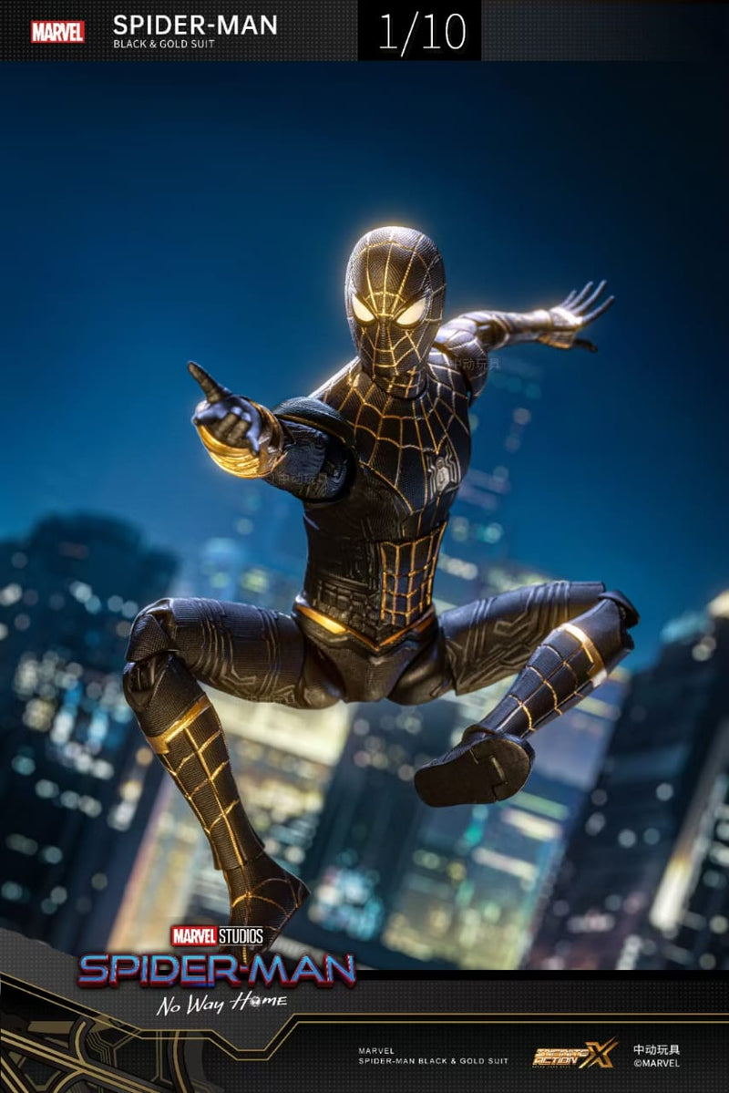 ZD Spiderman No Way Home Black & Gold Suit 1/10 Action Figure