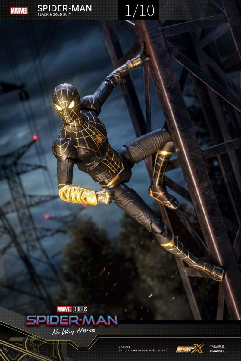 ZD Spiderman No Way Home Black & Gold Suit 1/10 Action Figure